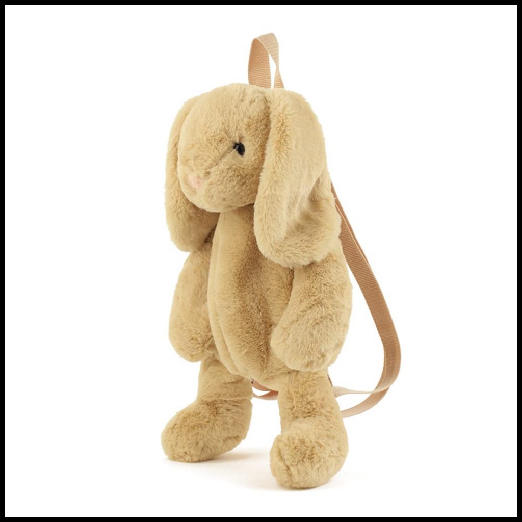 Plush Animal Backpack Cute Bunny Design Adjustable Straps Travel Daypack
